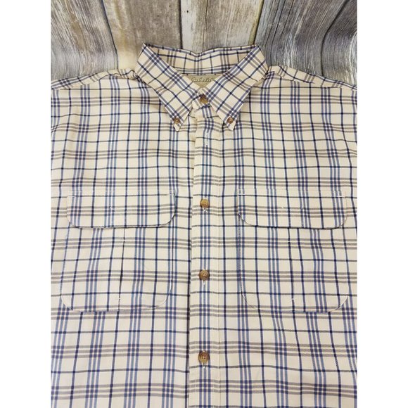 Cabelas Long Sleeve Button Down Outdoor Hiking Shirt Mens Size XL Plaid Beige - Picture 3 of 13